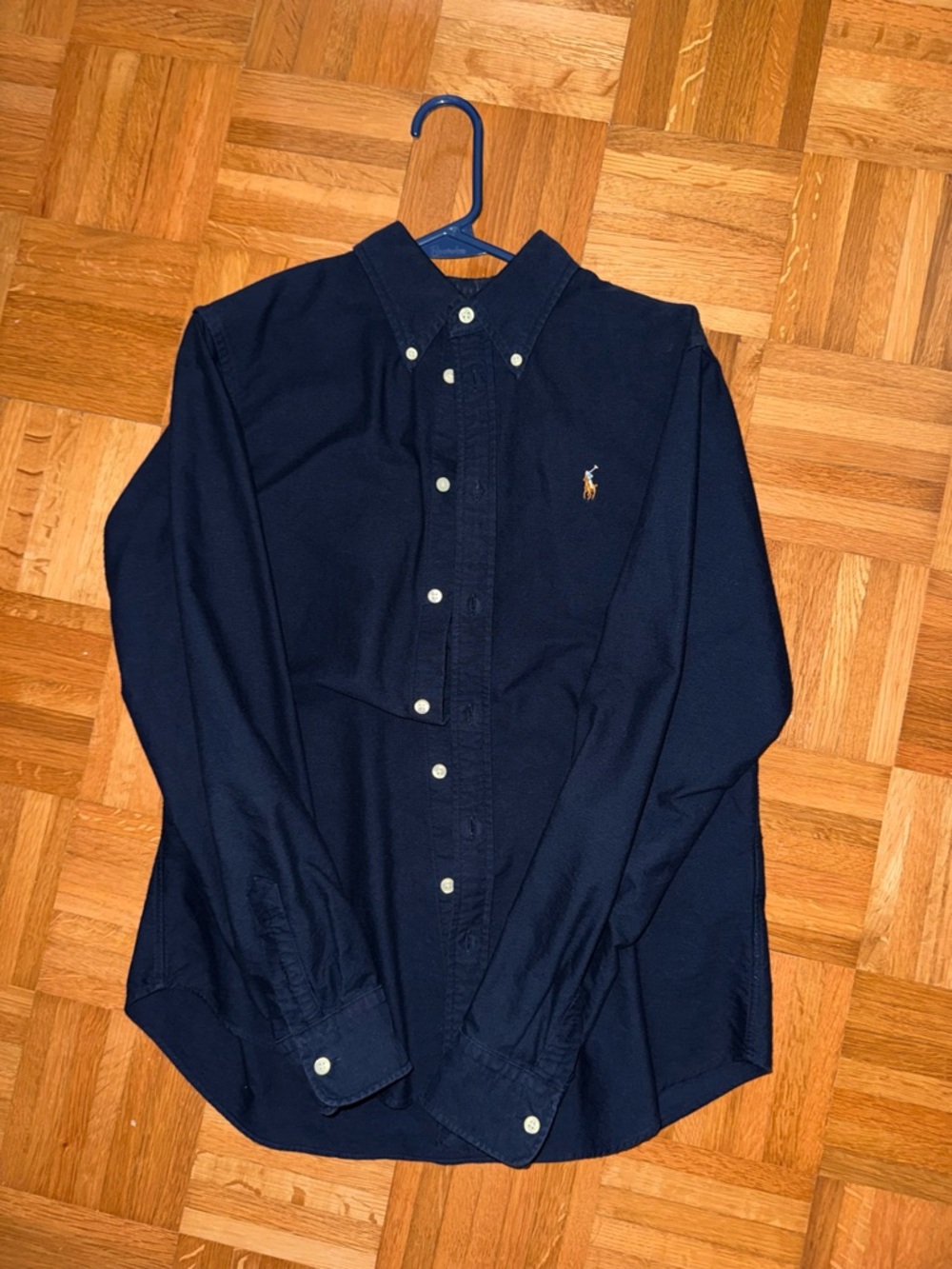 Ralph Lauren Navy Button-Down Oxford Shirt with Polo Logo